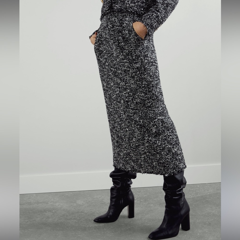 Zara textured tweed pencil skirt ankle length - Picture 3 of 12